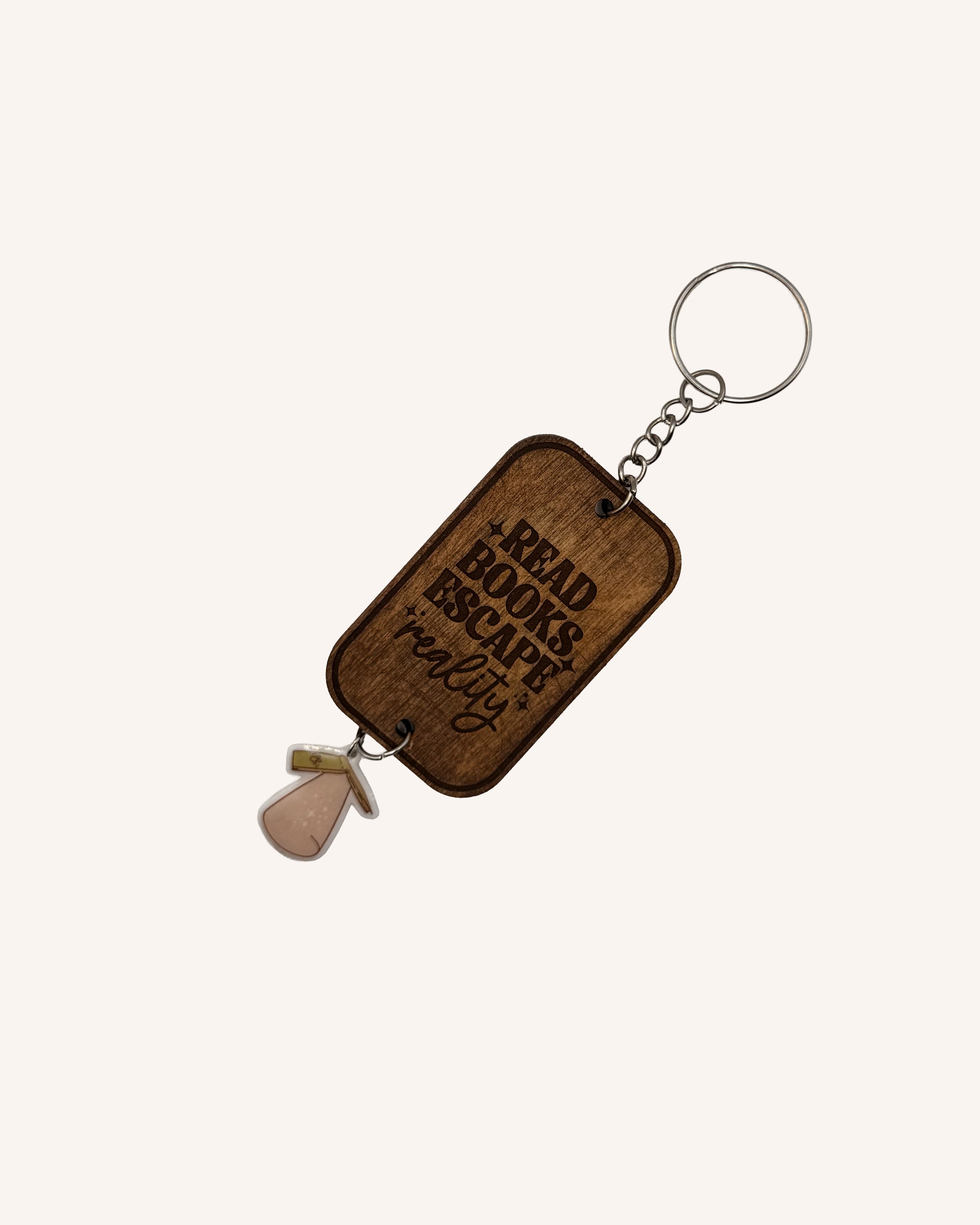 Wood Keychain with Charm