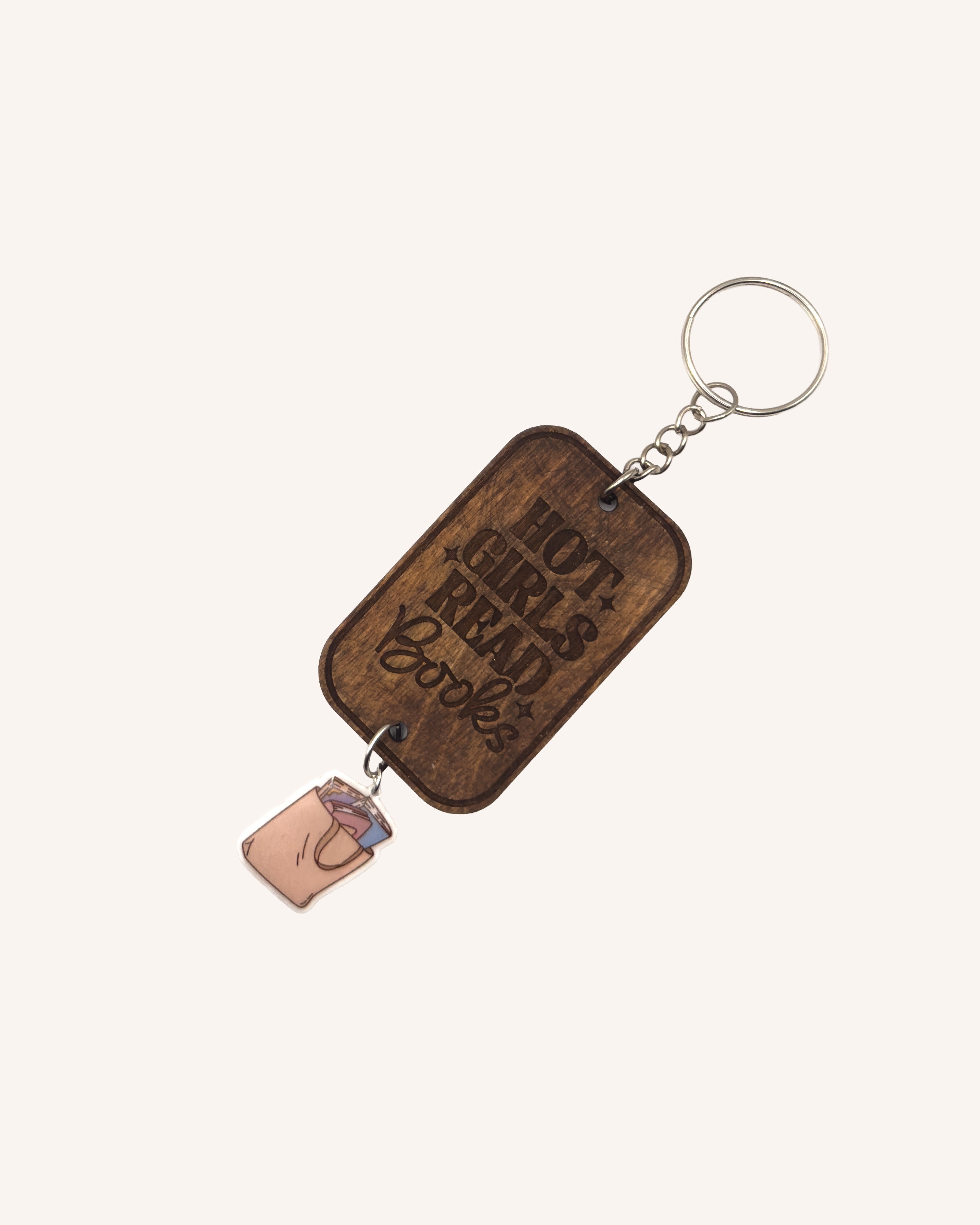 Wood Keychain with Charm